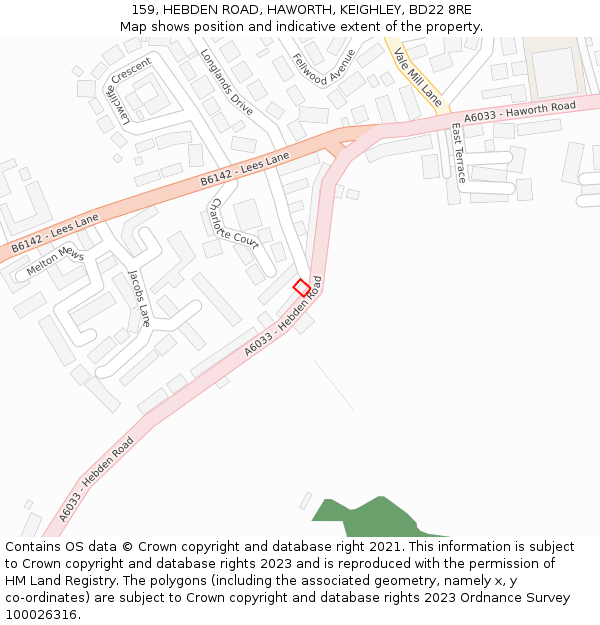 159, HEBDEN ROAD, HAWORTH, KEIGHLEY, BD22 8RE: Location map and indicative extent of plot