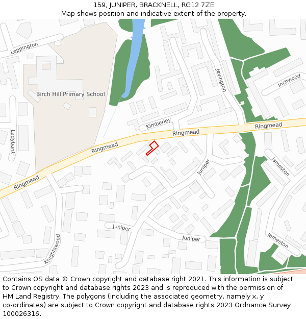 159, JUNIPER, BRACKNELL, RG12 7ZE: Location map and indicative extent of plot