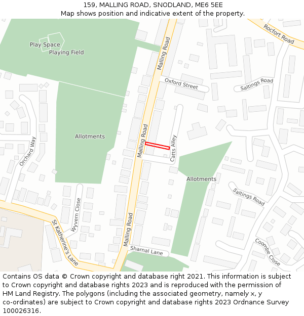 159, MALLING ROAD, SNODLAND, ME6 5EE: Location map and indicative extent of plot