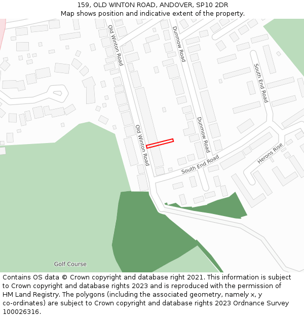 159, OLD WINTON ROAD, ANDOVER, SP10 2DR: Location map and indicative extent of plot