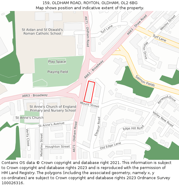 159, OLDHAM ROAD, ROYTON, OLDHAM, OL2 6BG: Location map and indicative extent of plot