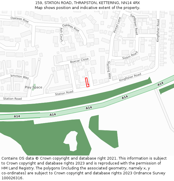 159, STATION ROAD, THRAPSTON, KETTERING, NN14 4RX: Location map and indicative extent of plot