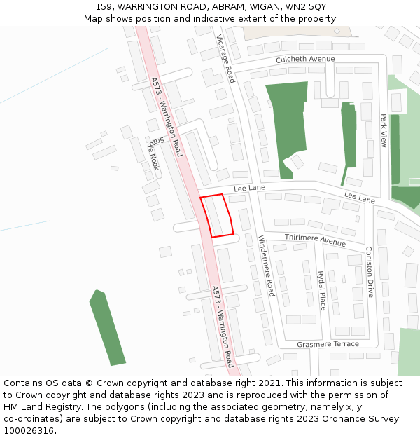 159, WARRINGTON ROAD, ABRAM, WIGAN, WN2 5QY: Location map and indicative extent of plot