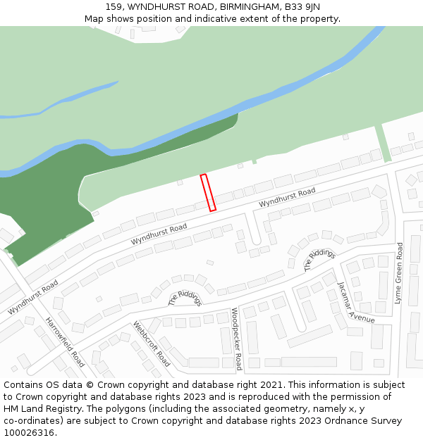 159, WYNDHURST ROAD, BIRMINGHAM, B33 9JN: Location map and indicative extent of plot