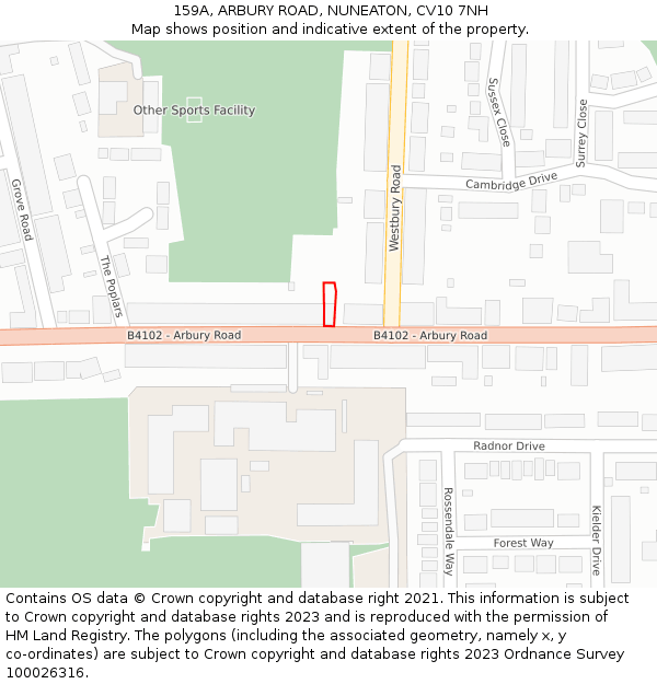 159A, ARBURY ROAD, NUNEATON, CV10 7NH: Location map and indicative extent of plot