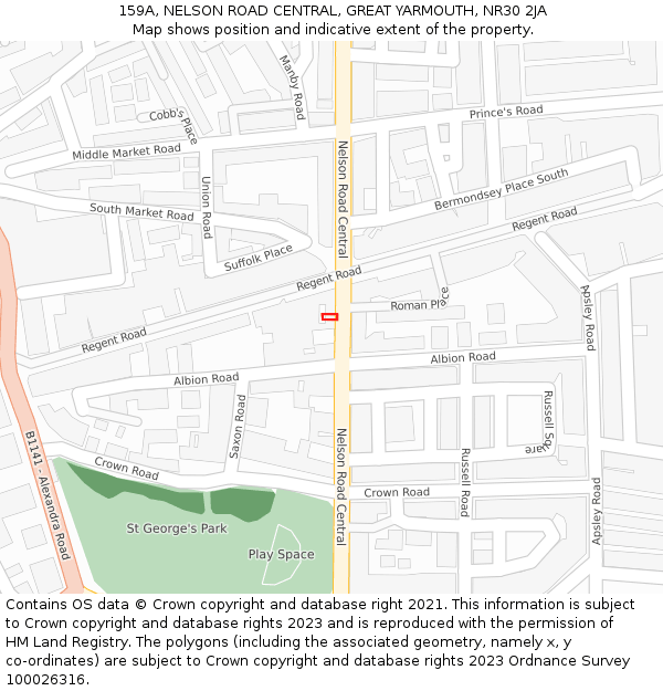 159A, NELSON ROAD CENTRAL, GREAT YARMOUTH, NR30 2JA: Location map and indicative extent of plot