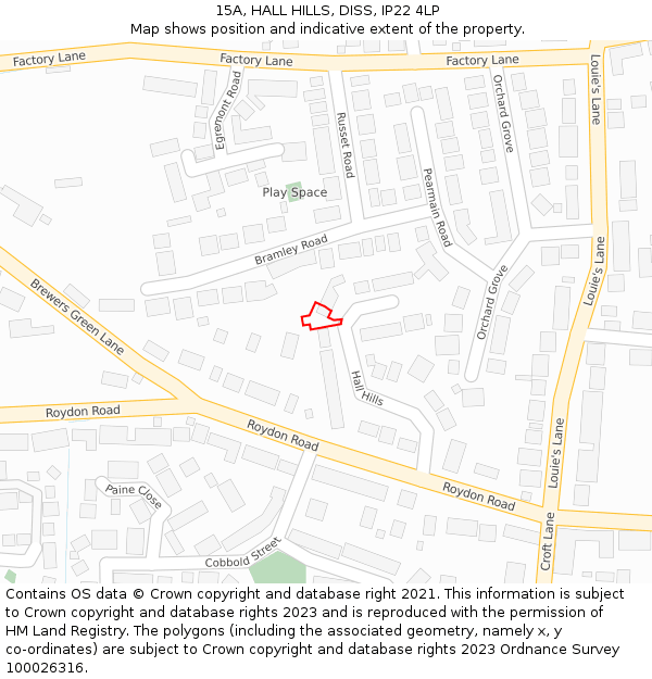 15A, HALL HILLS, DISS, IP22 4LP: Location map and indicative extent of plot
