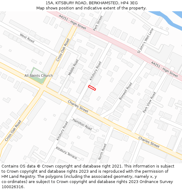 15A, KITSBURY ROAD, BERKHAMSTED, HP4 3EG: Location map and indicative extent of plot