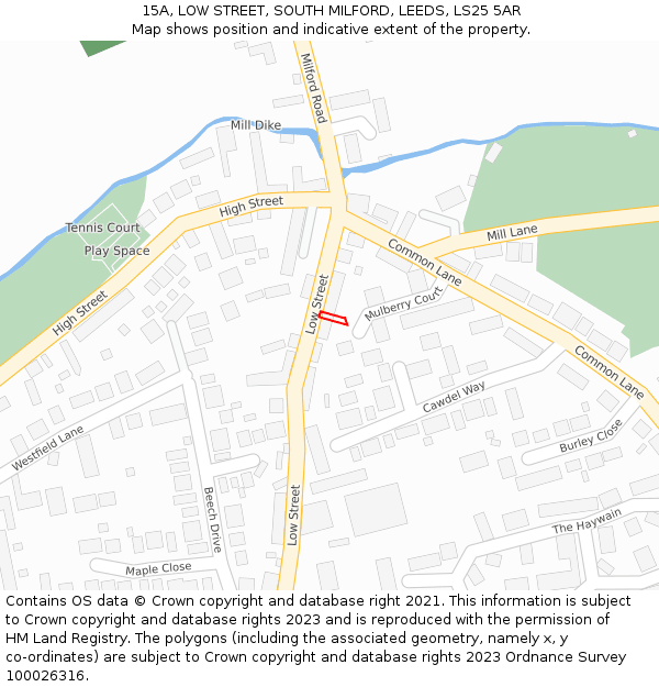 15A, LOW STREET, SOUTH MILFORD, LEEDS, LS25 5AR: Location map and indicative extent of plot