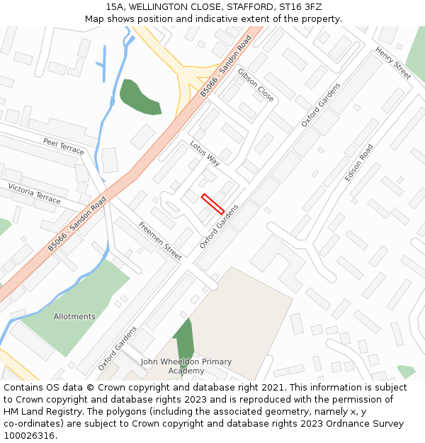 15A, WELLINGTON CLOSE, STAFFORD, ST16 3FZ: Location map and indicative extent of plot