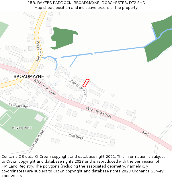 15B, BAKERS PADDOCK, BROADMAYNE, DORCHESTER, DT2 8HD: Location map and indicative extent of plot