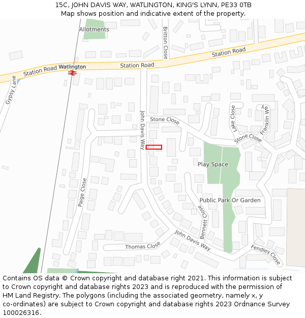 15C, JOHN DAVIS WAY, WATLINGTON, KING'S LYNN, PE33 0TB: Location map and indicative extent of plot