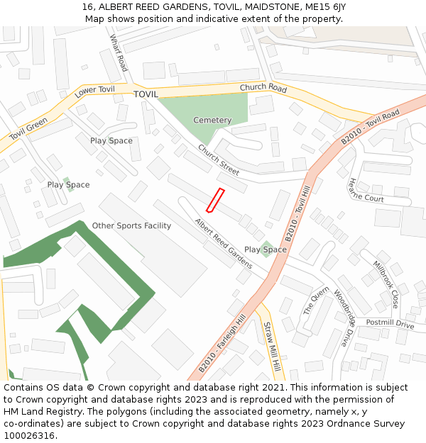 16, ALBERT REED GARDENS, TOVIL, MAIDSTONE, ME15 6JY: Location map and indicative extent of plot