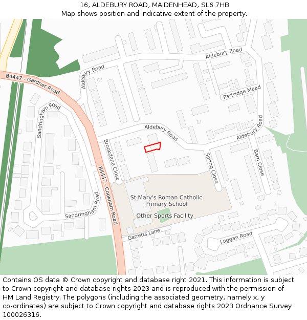 16, ALDEBURY ROAD, MAIDENHEAD, SL6 7HB: Location map and indicative extent of plot