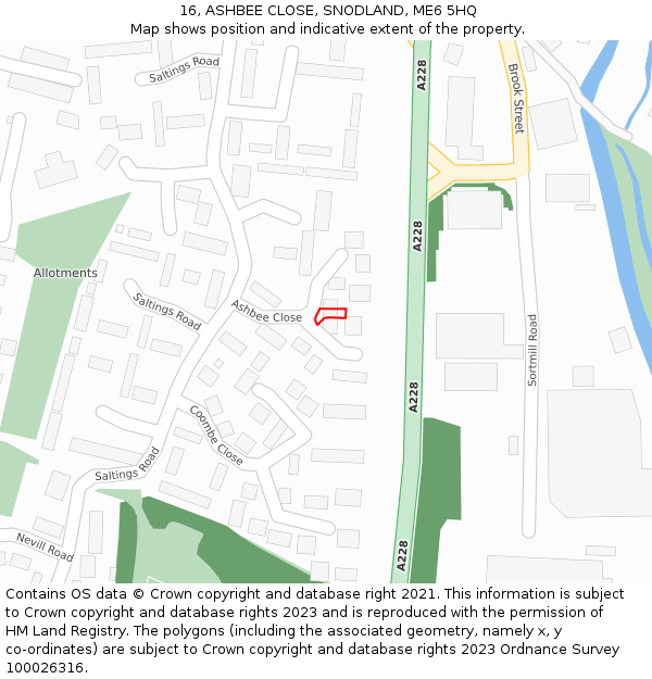 16, ASHBEE CLOSE, SNODLAND, ME6 5HQ: Location map and indicative extent of plot