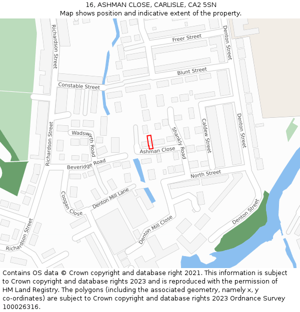 16, ASHMAN CLOSE, CARLISLE, CA2 5SN: Location map and indicative extent of plot