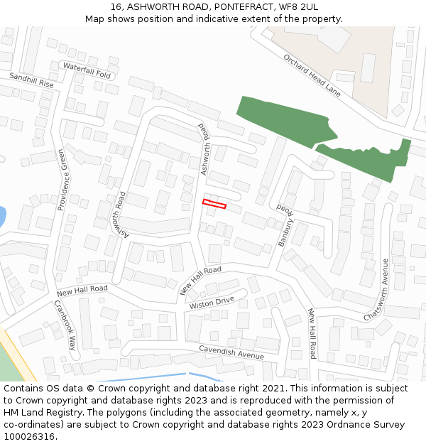 16, ASHWORTH ROAD, PONTEFRACT, WF8 2UL: Location map and indicative extent of plot