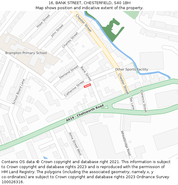 16, BANK STREET, CHESTERFIELD, S40 1BH: Location map and indicative extent of plot