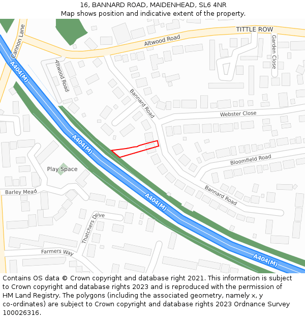 16, BANNARD ROAD, MAIDENHEAD, SL6 4NR: Location map and indicative extent of plot
