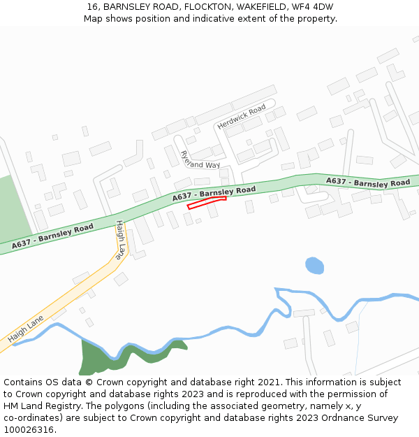 16, BARNSLEY ROAD, FLOCKTON, WAKEFIELD, WF4 4DW: Location map and indicative extent of plot