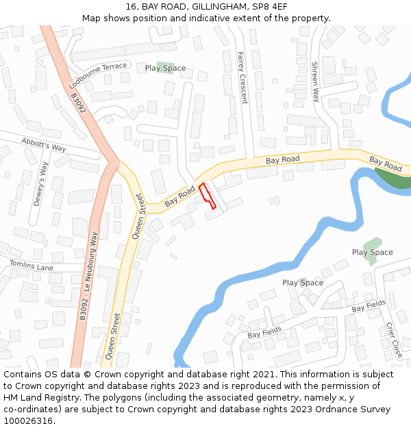 16, BAY ROAD, GILLINGHAM, SP8 4EF: Location map and indicative extent of plot