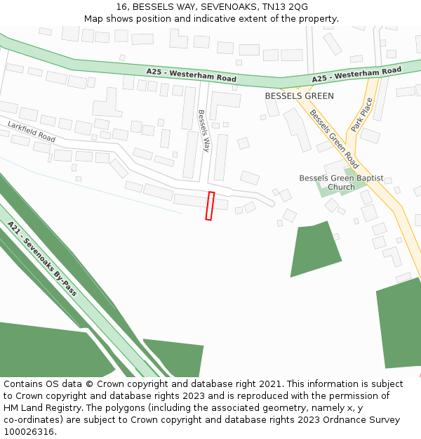 16, BESSELS WAY, SEVENOAKS, TN13 2QG: Location map and indicative extent of plot
