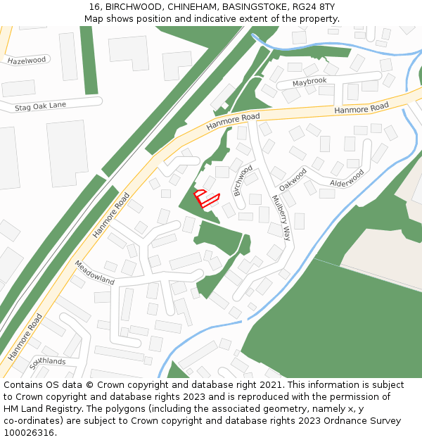 16, BIRCHWOOD, CHINEHAM, BASINGSTOKE, RG24 8TY: Location map and indicative extent of plot