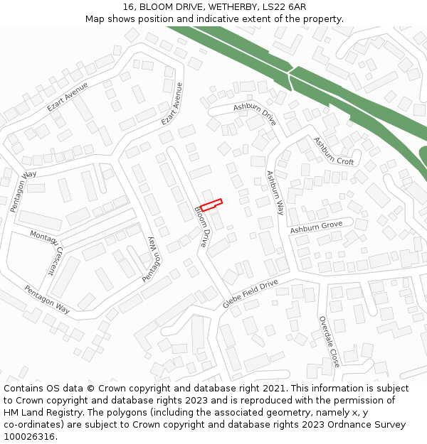 16, BLOOM DRIVE, WETHERBY, LS22 6AR: Location map and indicative extent of plot