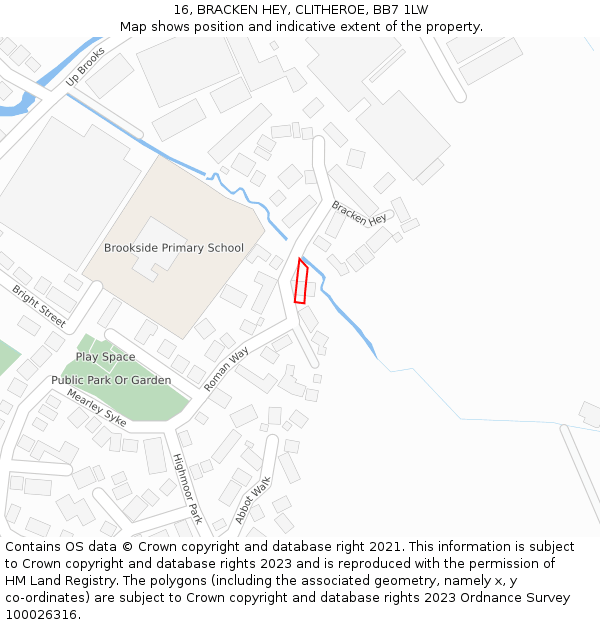 16, BRACKEN HEY, CLITHEROE, BB7 1LW: Location map and indicative extent of plot