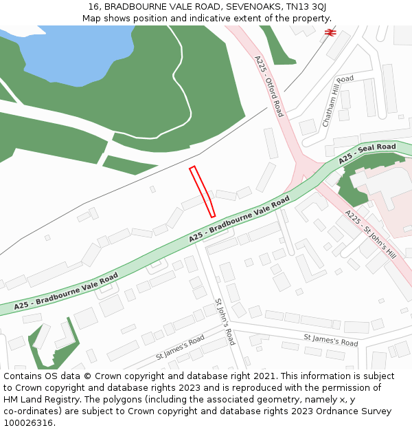 16, BRADBOURNE VALE ROAD, SEVENOAKS, TN13 3QJ: Location map and indicative extent of plot