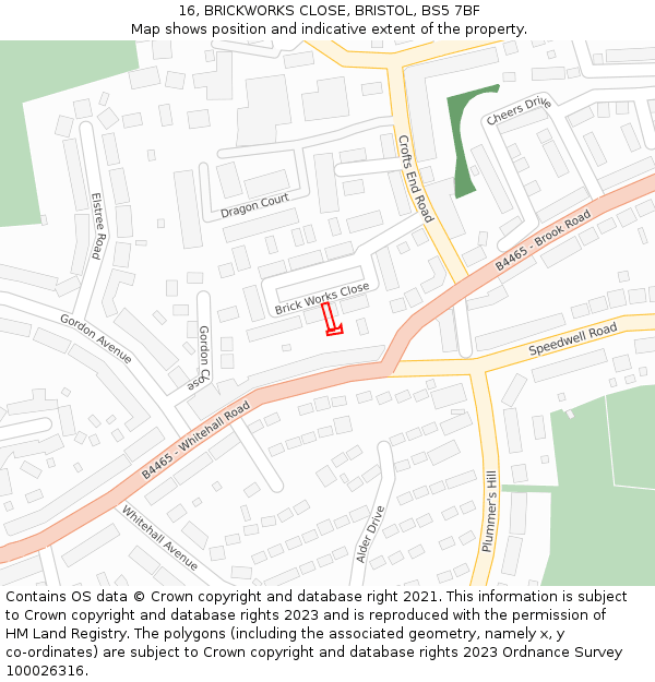 16, BRICKWORKS CLOSE, BRISTOL, BS5 7BF: Location map and indicative extent of plot