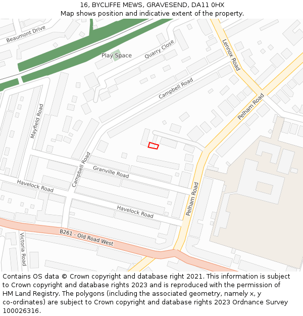 16, BYCLIFFE MEWS, GRAVESEND, DA11 0HX: Location map and indicative extent of plot