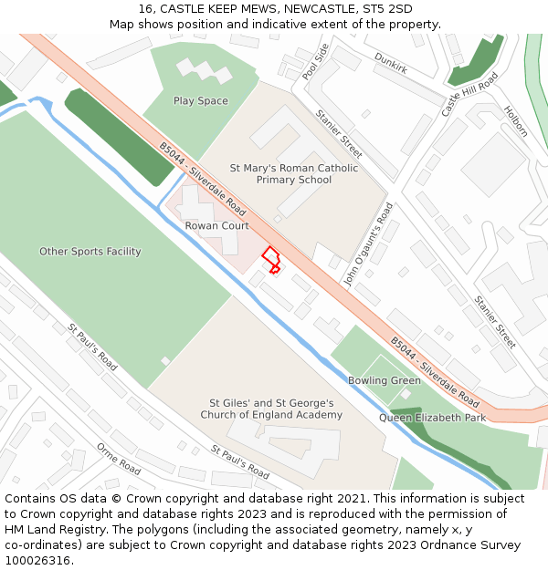 16, CASTLE KEEP MEWS, NEWCASTLE, ST5 2SD: Location map and indicative extent of plot