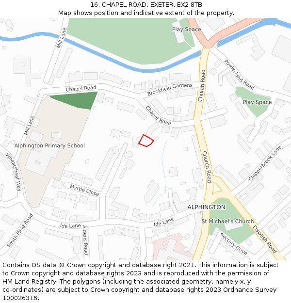 16, CHAPEL ROAD, EXETER, EX2 8TB: Location map and indicative extent of plot