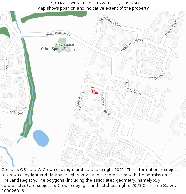 16, CHAPELWENT ROAD, HAVERHILL, CB9 9SD: Location map and indicative extent of plot