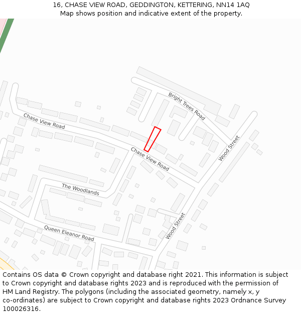 16, CHASE VIEW ROAD, GEDDINGTON, KETTERING, NN14 1AQ: Location map and indicative extent of plot