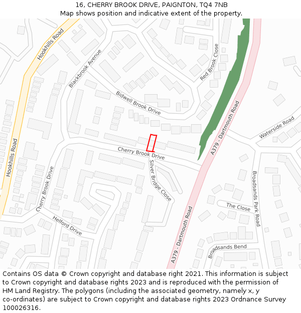 16, CHERRY BROOK DRIVE, PAIGNTON, TQ4 7NB: Location map and indicative extent of plot