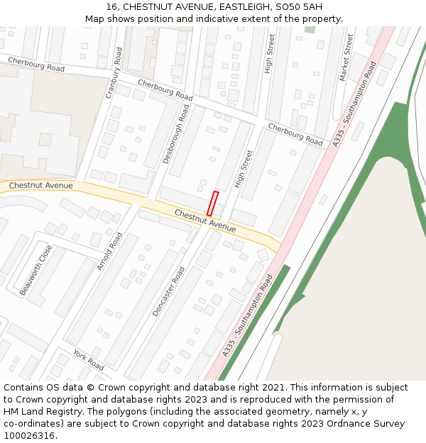 16, CHESTNUT AVENUE, EASTLEIGH, SO50 5AH: Location map and indicative extent of plot