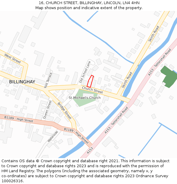 16, CHURCH STREET, BILLINGHAY, LINCOLN, LN4 4HN: Location map and indicative extent of plot