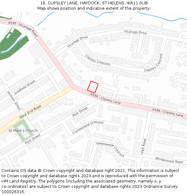 16, CLIPSLEY LANE, HAYDOCK, ST HELENS, WA11 0UB: Location map and indicative extent of plot