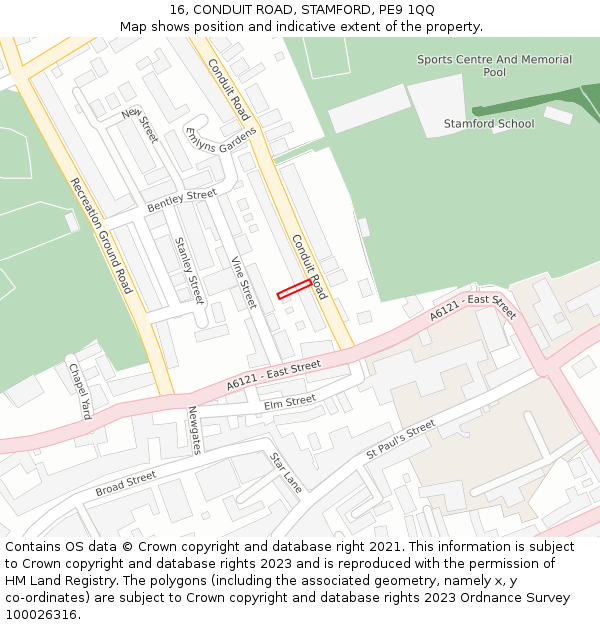 16, CONDUIT ROAD, STAMFORD, PE9 1QQ: Location map and indicative extent of plot