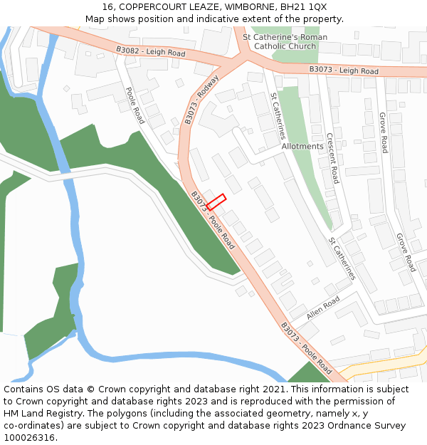 16, COPPERCOURT LEAZE, WIMBORNE, BH21 1QX: Location map and indicative extent of plot