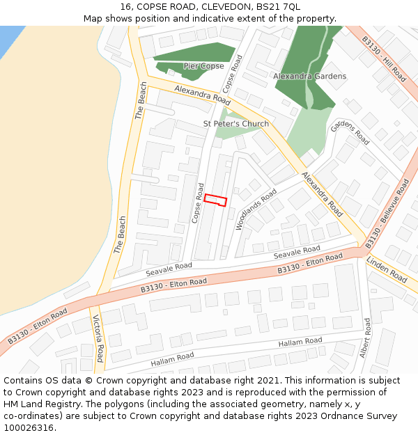 16, COPSE ROAD, CLEVEDON, BS21 7QL: Location map and indicative extent of plot