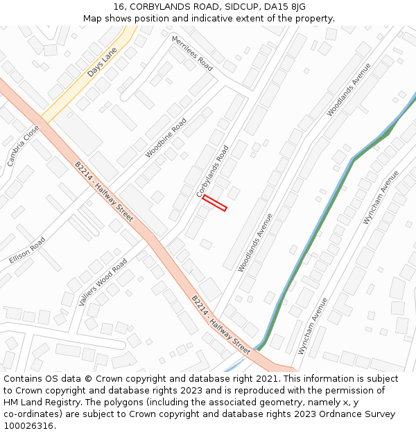 16, CORBYLANDS ROAD, SIDCUP, DA15 8JG: Location map and indicative extent of plot