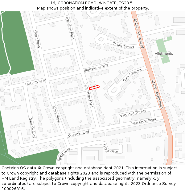 16, CORONATION ROAD, WINGATE, TS28 5JL: Location map and indicative extent of plot
