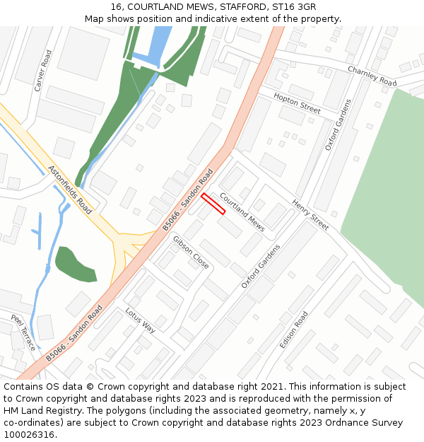 16, COURTLAND MEWS, STAFFORD, ST16 3GR: Location map and indicative extent of plot