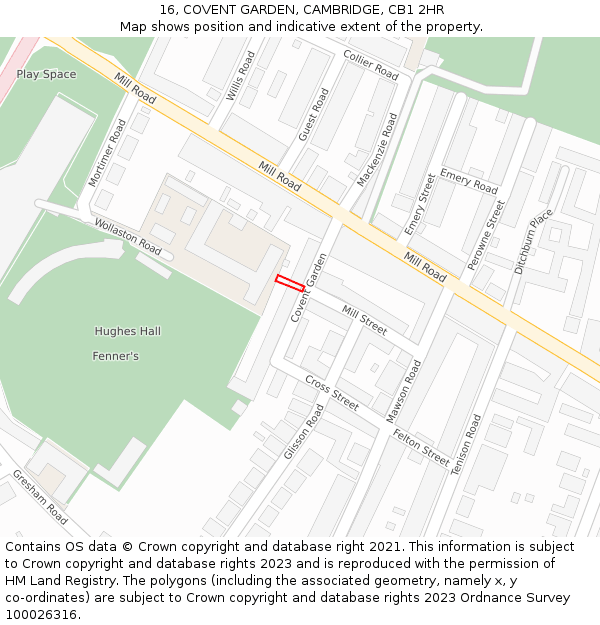 16, COVENT GARDEN, CAMBRIDGE, CB1 2HR: Location map and indicative extent of plot