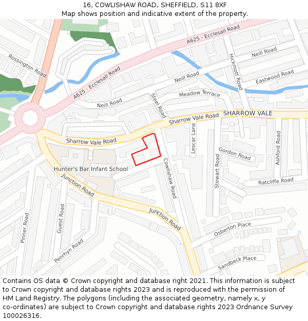 16, COWLISHAW ROAD, SHEFFIELD, S11 8XF: Location map and indicative extent of plot