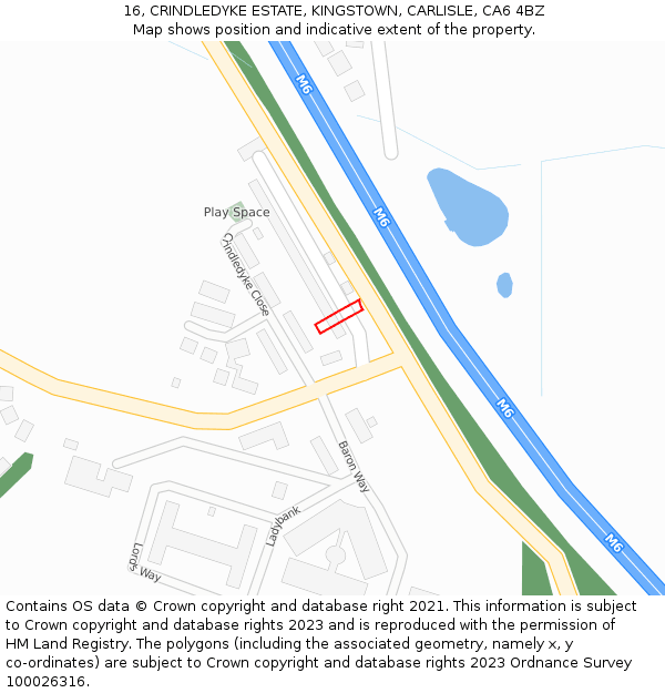 16, CRINDLEDYKE ESTATE, KINGSTOWN, CARLISLE, CA6 4BZ: Location map and indicative extent of plot
