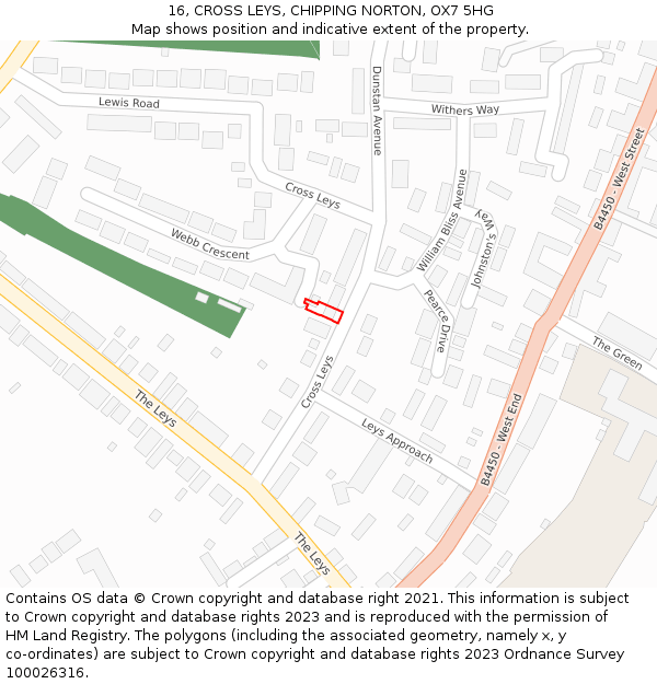 16, CROSS LEYS, CHIPPING NORTON, OX7 5HG: Location map and indicative extent of plot